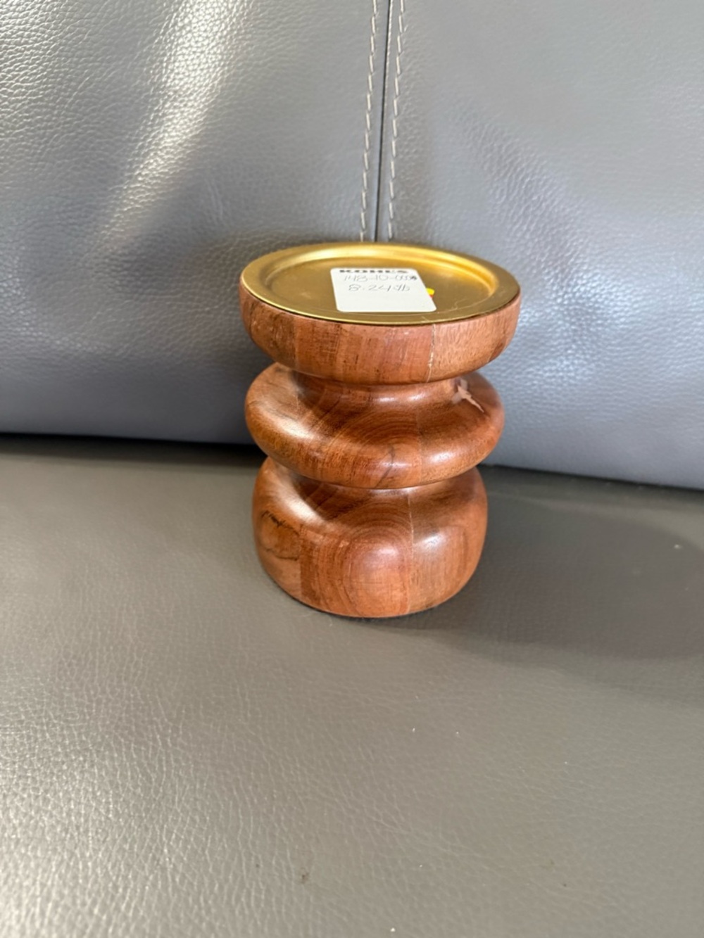 Kohl's Wooden Candle Holder with Gold Tray - Brown